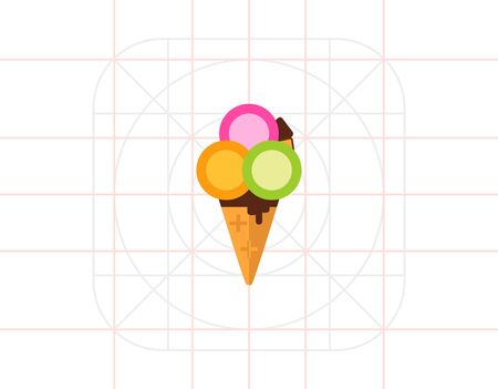 Ice cream balls in waffle coneのイラスト素材