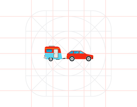 Caravan travel car. Recreation, weekend, transportation. Caravan concept. Can be used for topics like camping, tourism, transport.のイラスト素材