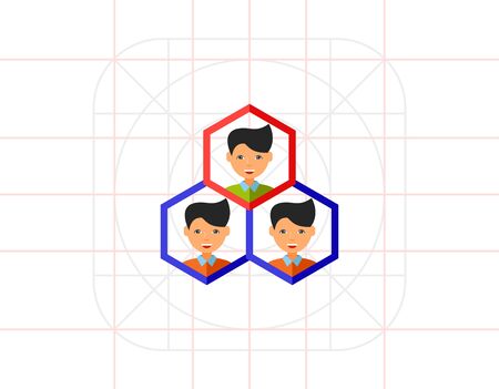 Quality Management Icon with Three Menのイラスト素材