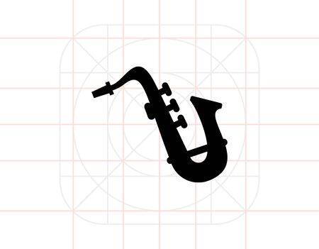 Saxophone silhouette iconのイラスト素材