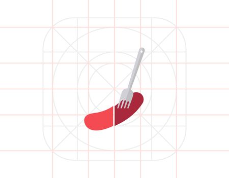 Sausage on forkの写真素材