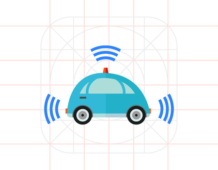 Self-driving Car with Signal Signs Iconのイラスト素材