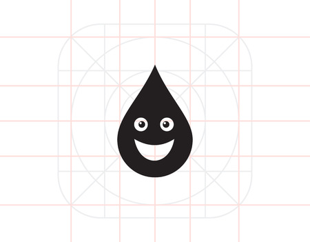 Vector icon of cute smiling liquid dropのイラスト素材