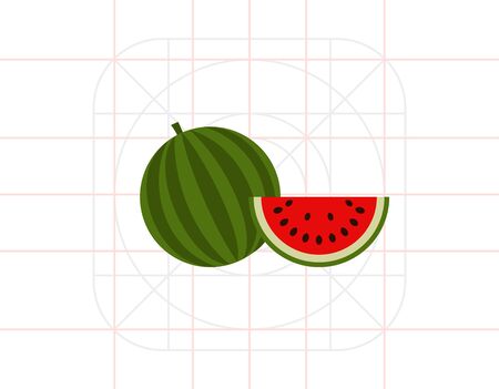 Watermelon and watermelon sliceのイラスト素材