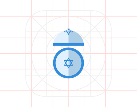 Top and side views of yarmulke with David star. Cap, jewish, traditional. Judaism concept. Can be used for topics like judaism, religions, headwear.のイラスト素材