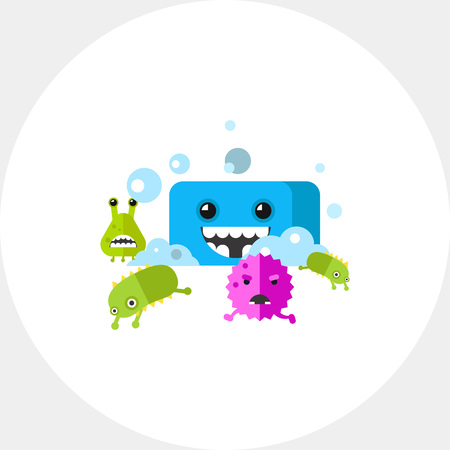Bacteria Running from Soap Vector Iconのイラスト素材