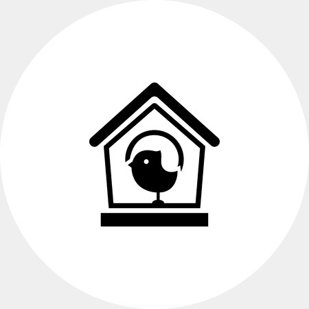 Birdhouse and sparrowのイラスト素材