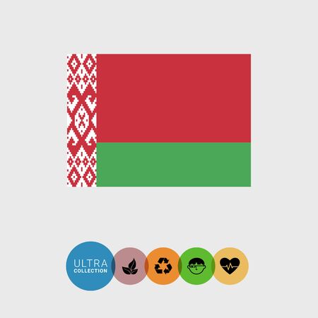 Set of vector icons with Belarus flagのイラスト素材