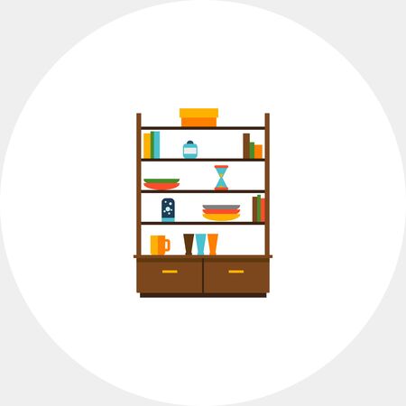 Cupboard with books and tablewareのイラスト素材