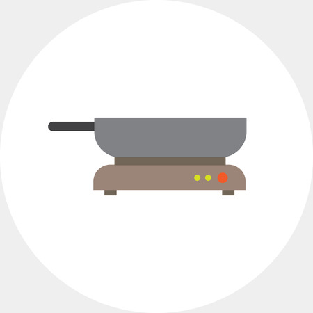 Frying pan on hotplateのイラスト素材