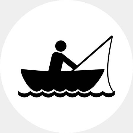Man Fishing in Boat Iconの写真素材