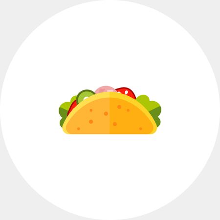 Taco. Dish, delicious, Mexican. Fast food concept. Can be used for topics like cooking, cuisine, marketing.のイラスト素材