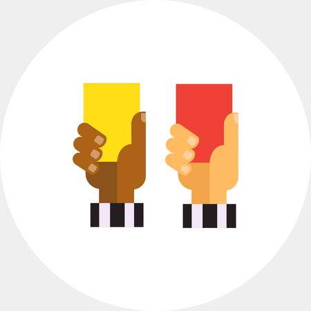 Referee hands with red and yellow cardsのイラスト素材