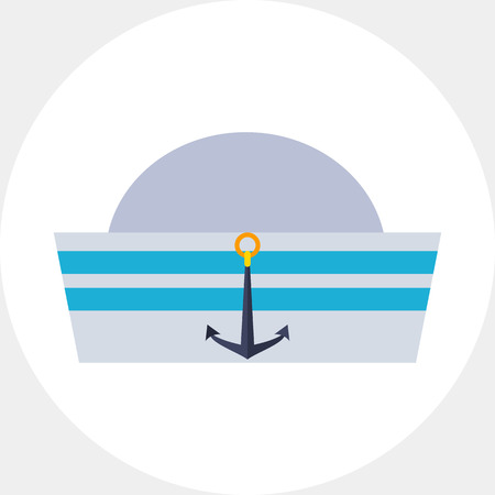 Sailor cap. Occupation, navy, uniform. Sailing concept. Can be used for topics like clothing, headwear, sailing.のイラスト素材
