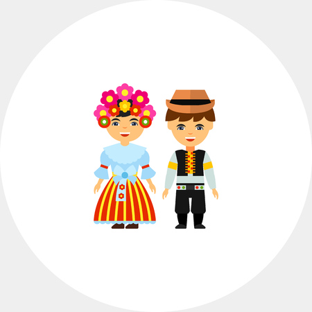 Smiling Czechs in national dress iconのイラスト素材