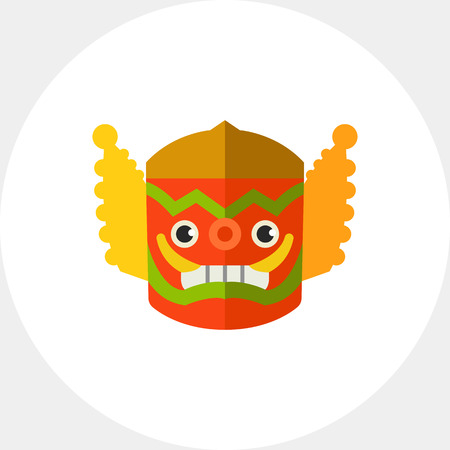 Icon of spooky colorful Thai mask. Monster, tradition, masquerade, festival. Thai culture concept. Can be used for topics like performance, entertainment or theatreのイラスト素材