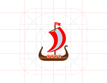 Drakkar Viking ship vector iconのイラスト素材