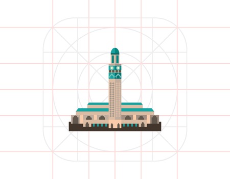 Hassan II Mosque in Morocco vector iconのイラスト素材