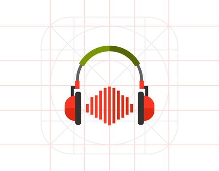 Headphones with sound wave iconのイラスト素材