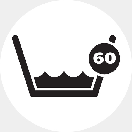 Icon of laundry label Wash at or below 60C signのイラスト素材
