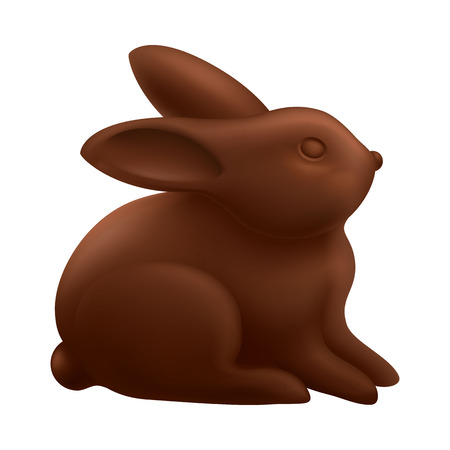 Chocolate Easter rabbit. Brown bunny, sweet food, dessert. Easter concept. Can be used for greeting cards, posters, leaflets and brochureのイラスト素材