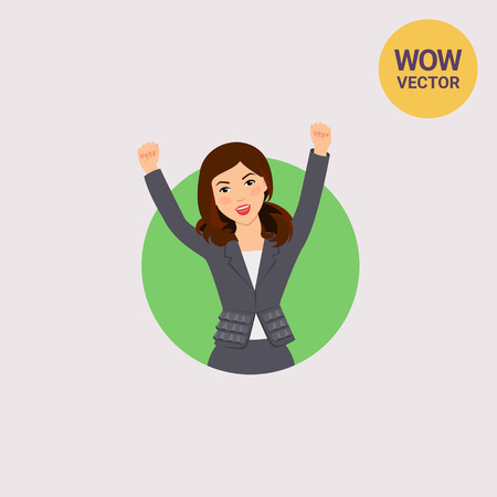 Excited businesswoman in suitのイラスト素材