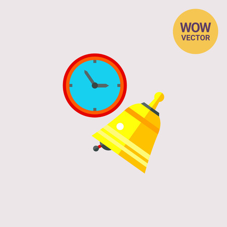 Lesson Concept Icon with Bell and Clockのイラスト素材