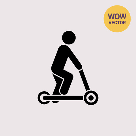 Man Riding Kick Scooter Iconのイラスト素材