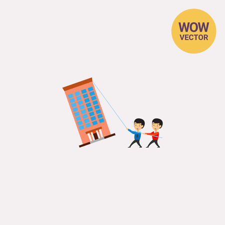 Business Team Pulling Company up Iconのイラスト素材