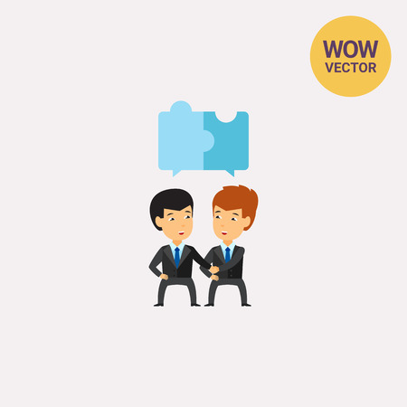 Businessmen with puzzle elements iconのイラスト素材