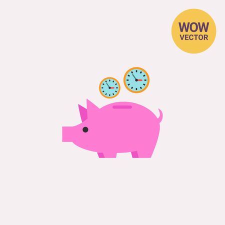 Clock in Piggy Bank Iconのイラスト素材