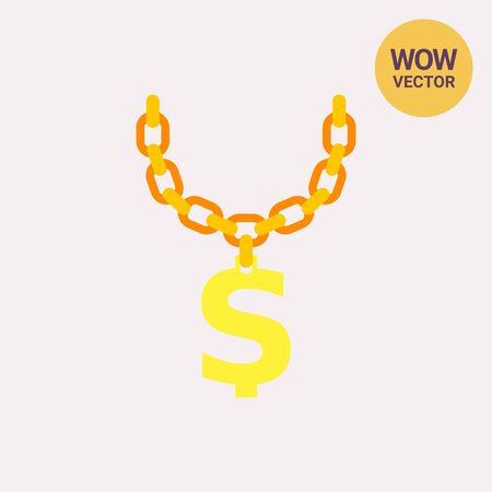 Golden Chain with Dollar Symbol Iconのイラスト素材