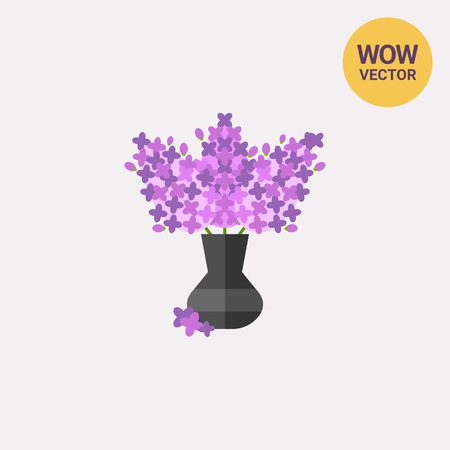 Lilac bouquet in vase iconのイラスト素材