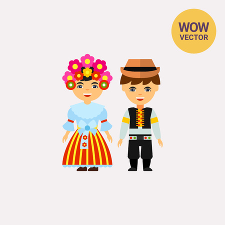 Smiling Czechs in national dress iconのイラスト素材
