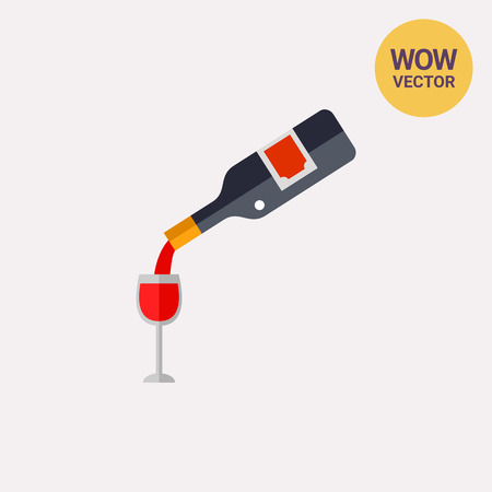 Wine Pouring from Bottle into Glass Iconのイラスト素材