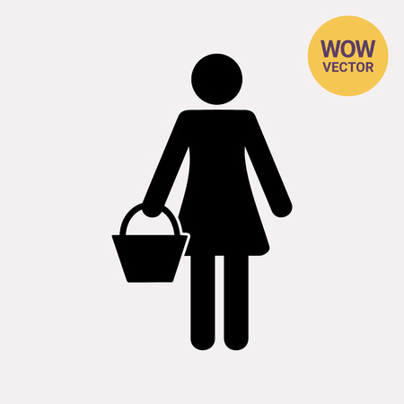 Woman holding basket. Fruit, countryside, summer. Woman concept. Can be used for topics like agriculture, lifestyle, gardening.のイラスト素材