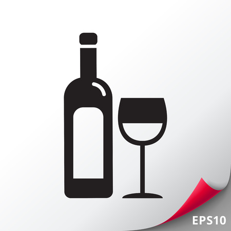 Bottle of wine and glassのイラスト素材