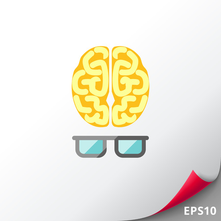 Brain with glassesのイラスト素材