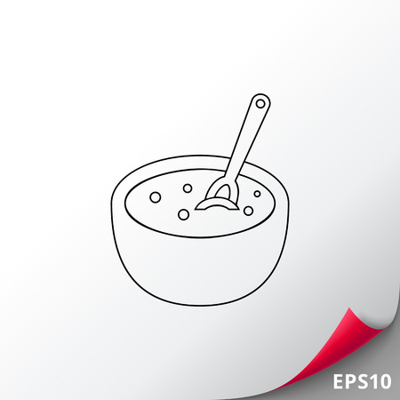 Bowl with Porridge Line Iconのイラスト素材