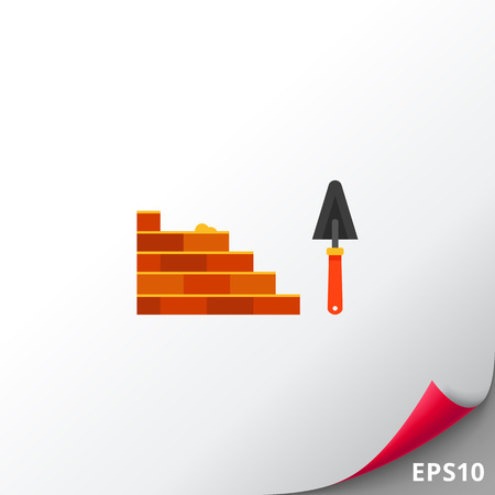 Bricklaying and trowelのイラスト素材