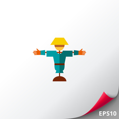 Cartoon scarecrow iconのイラスト素材