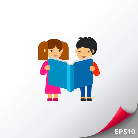 Children with Book Iconのイラスト素材