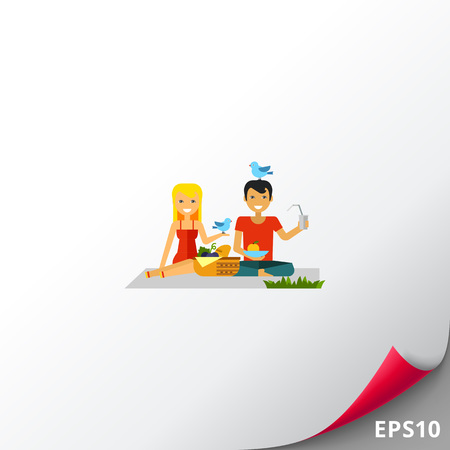 Couple On Picnic Iconのイラスト素材