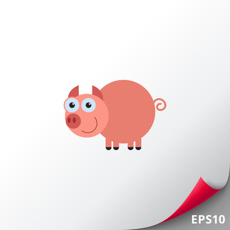 Vector icon of cute smiling cartoon pigのイラスト素材