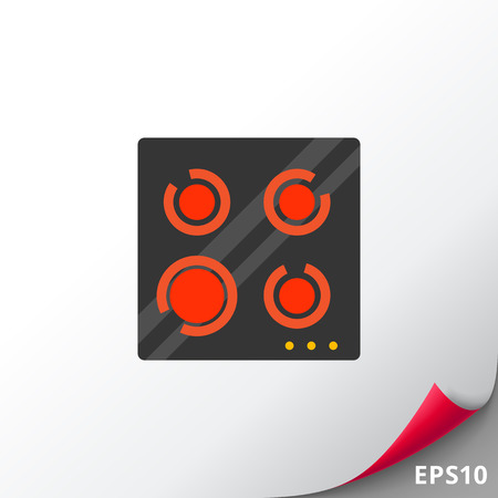 Multicolored vector icon ofelectric cooker with glass and ceramics surfaceのイラスト素材