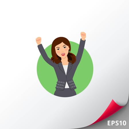 Female character, portrait of excited successful businesswoman wearing suitのイラスト素材