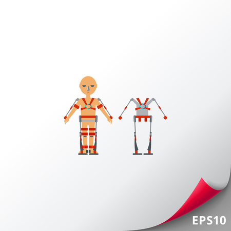 Multicolored flat icon of exoskeleton man wearing exoskeletonのイラスト素材