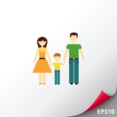 Icon of traditional family consisting of man, woman and one childのイラスト素材