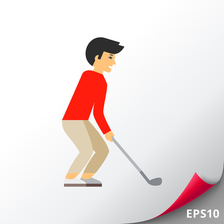 Golf Player with Clubのイラスト素材