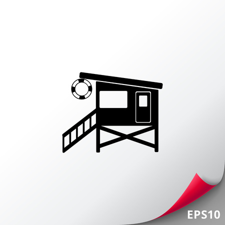 Lifeguard Tower on Beach Iconのイラスト素材